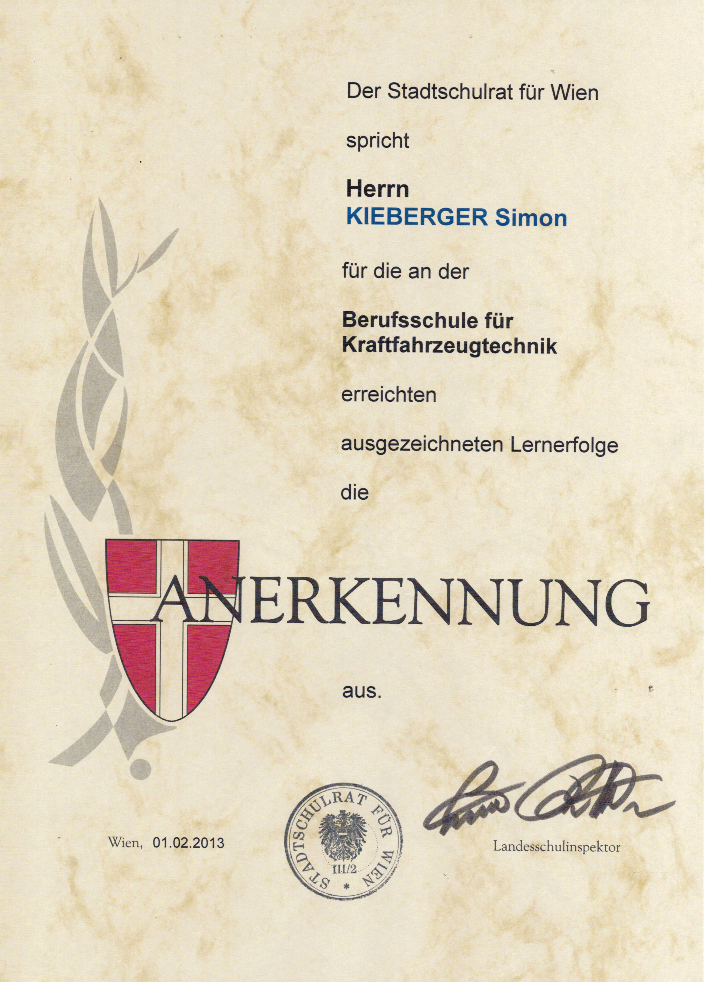 Auszeichnung Simon Kieberger